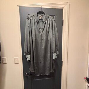 H & M  Satin Tunic Dress Dark Green XXL